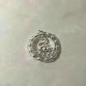 Vintage Sarah Coventry Pendant Silver Tone Swan Lake Rhinestones 1972